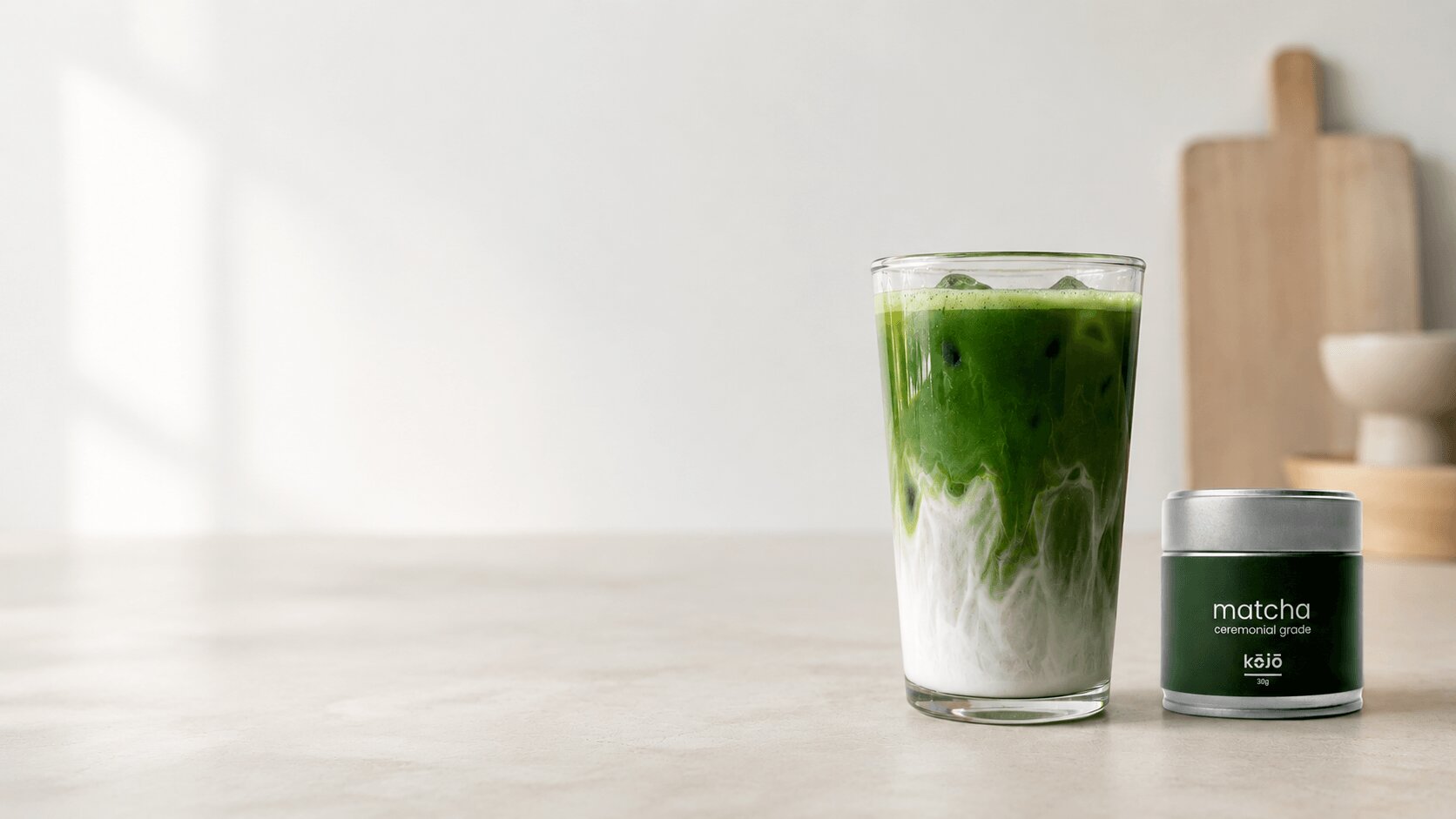Iced Matcha Latte mit Kojo
